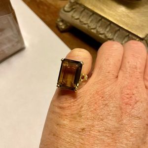 Solid 14k smoky topaz ring. This piece is a show stopper! Estate jewelry piece.